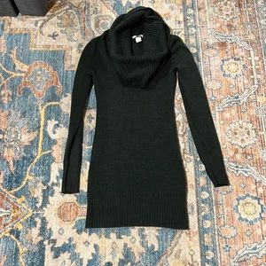 H&M Basic Hunter Green Body-con Cowl-neck Sweater Dress XS
